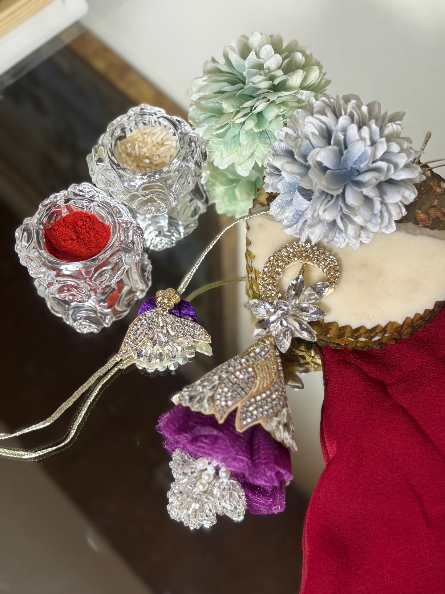 Purple & Silver Rakhi Pair