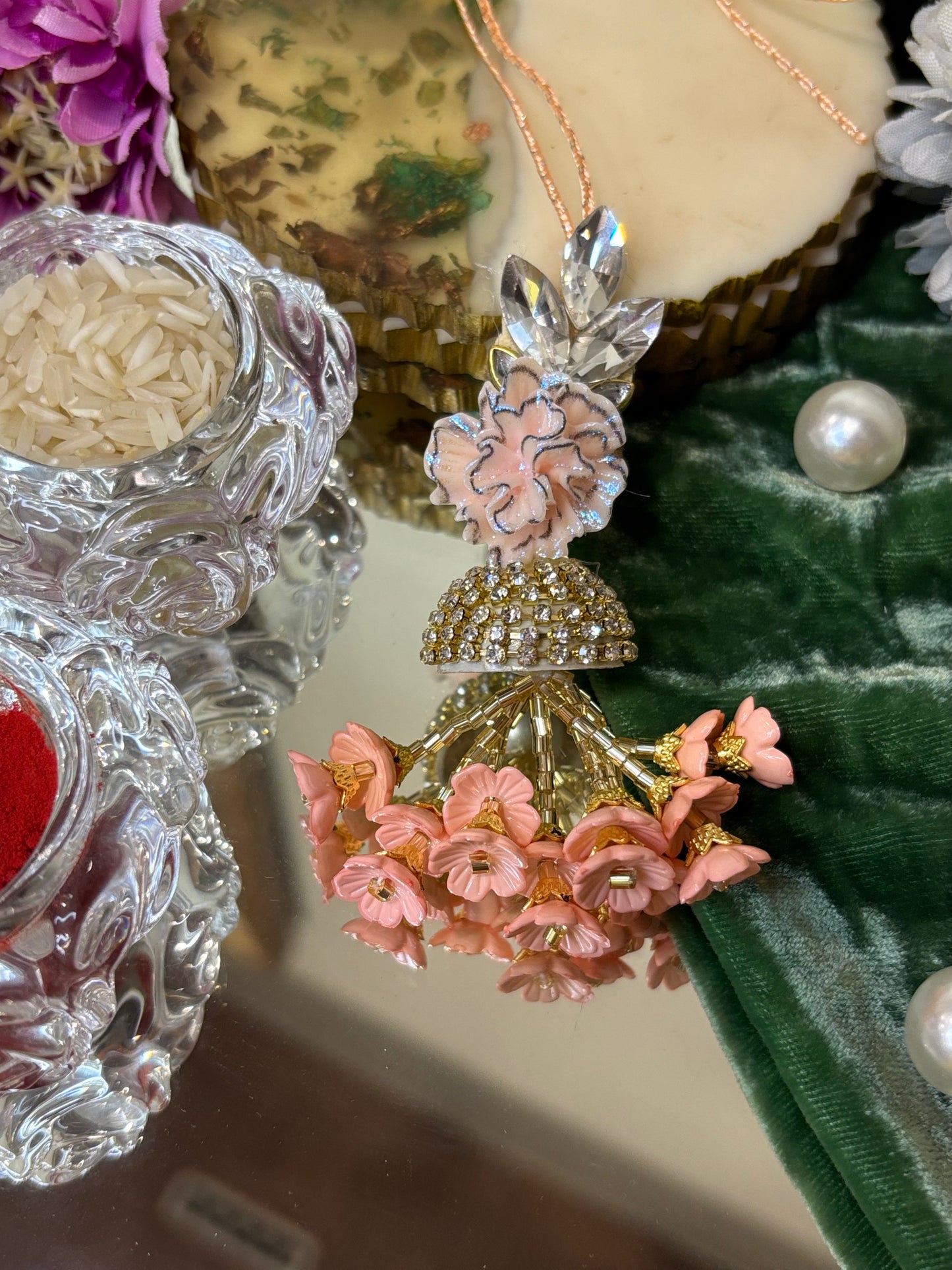 Peach Ceramic Flower and Bud Lumba
