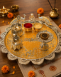German Silver Peacock Puja Thali
