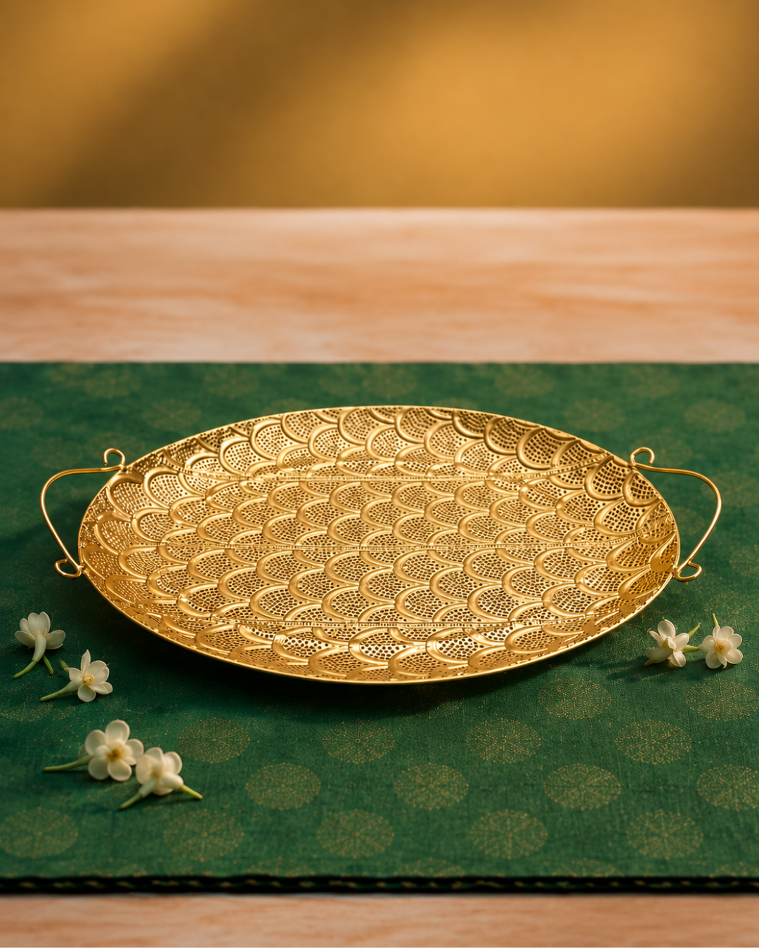 Golden Filigree Serving Tray