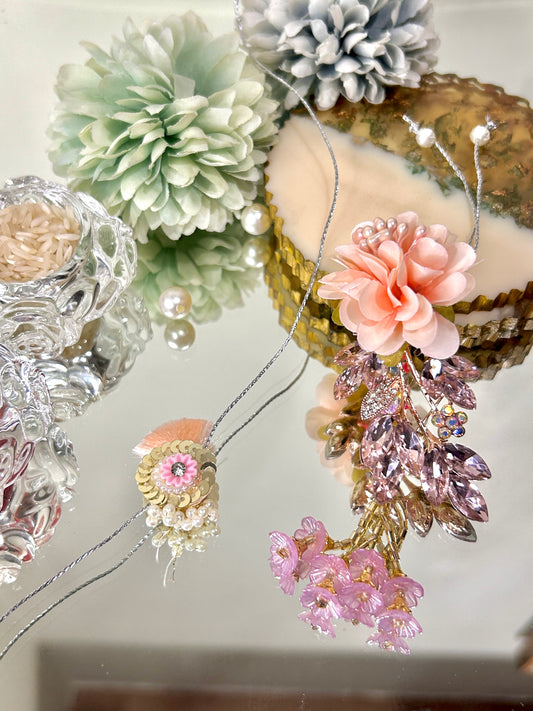 Crystal Peach Rakhi Pair