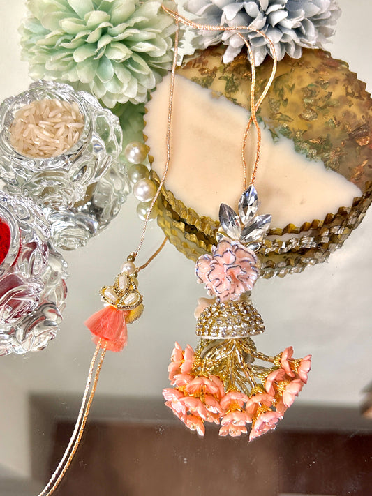 Pretty Peach Rakhi Pair