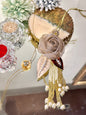 Ivory Tissue Rose Hair Clip Rakhi Pair