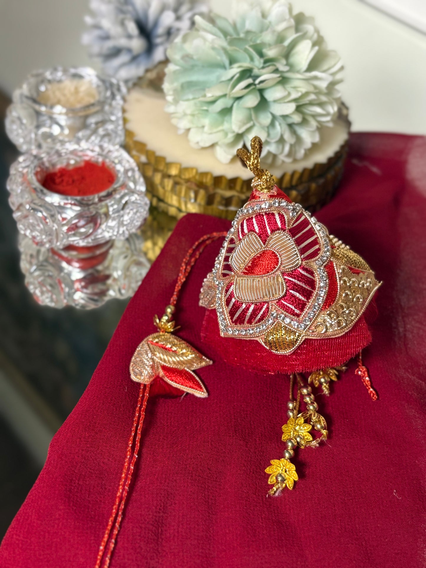 Red Heritage Pair Rakhi