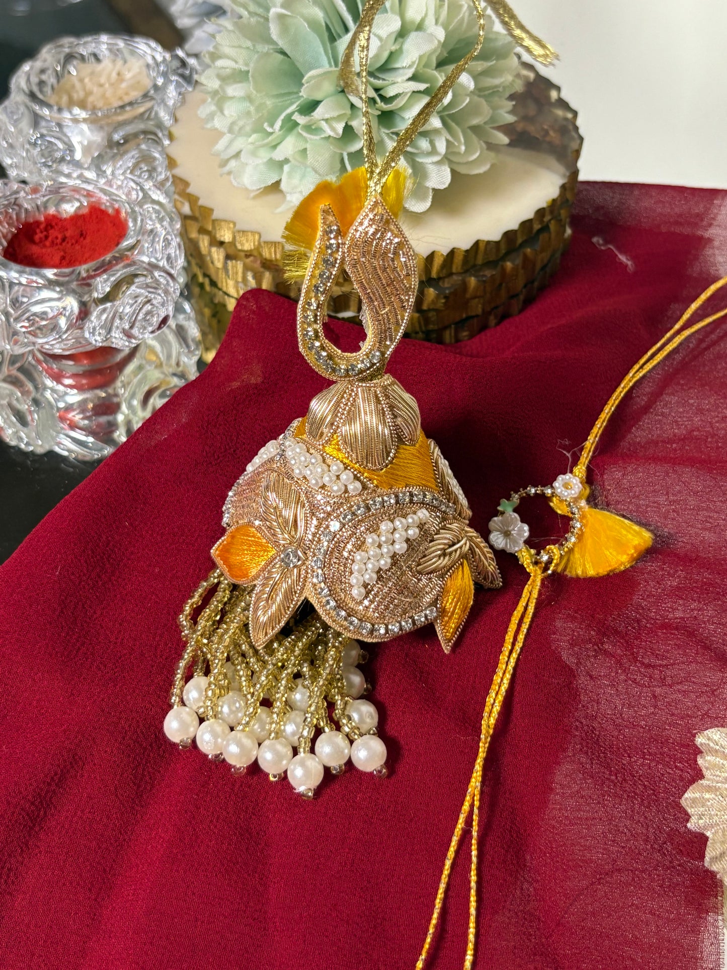 Yellow Traditional Rakhi Pair