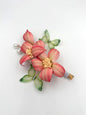 Coral Flower Hair Clip with Butterflies & Pearls