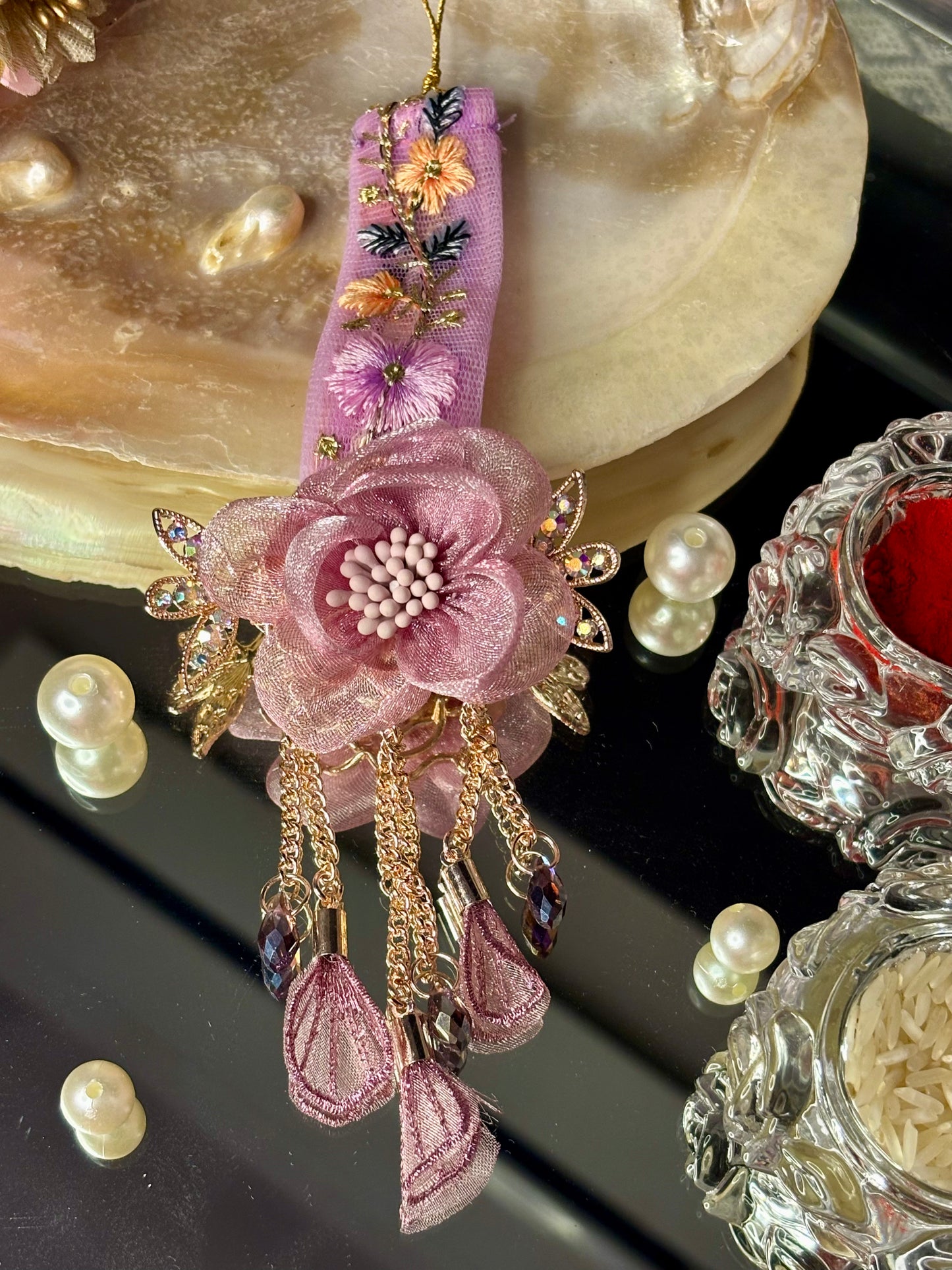 Pink Tissue Rose with Re-usable Hair Clip Lumba