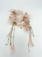 Blush Feather & Crystal Cascade Hair Clip Set
