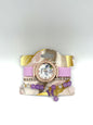 Purple Floral Dial Watch & Bracelet Stack
