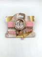 Pink Floral Dial Watch & Bracelet Stack