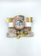 White Floral Dial Watch & Bracelet Stack