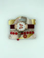 Rose Gold Butterfly Watch With Bracelet Stack - Red/Pink