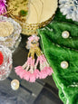 Pink Flower Lumba with Flower Danglers