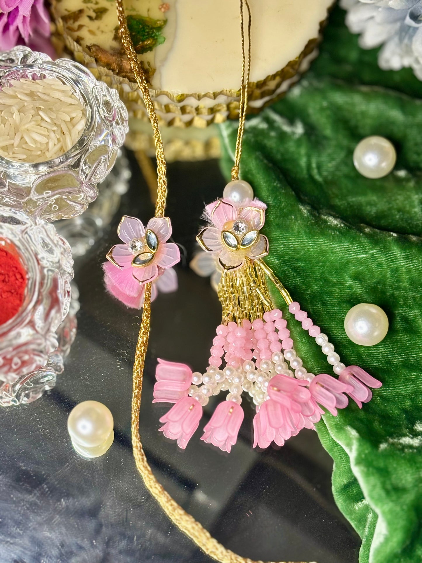Pink Flower Rakhi Pair