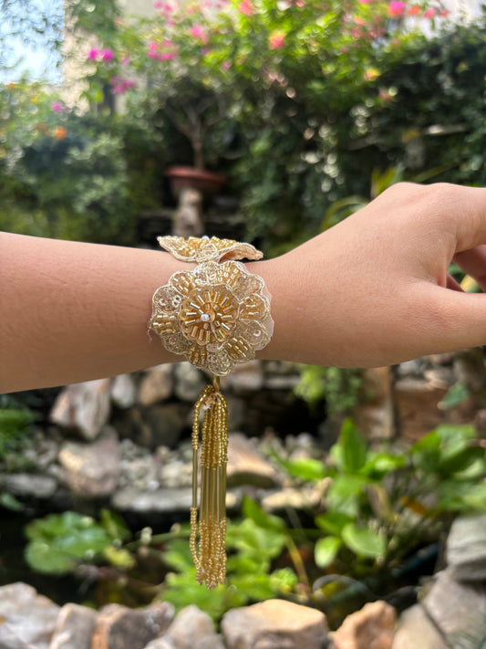 Gold Embroidered Bracelet Cum Lumba