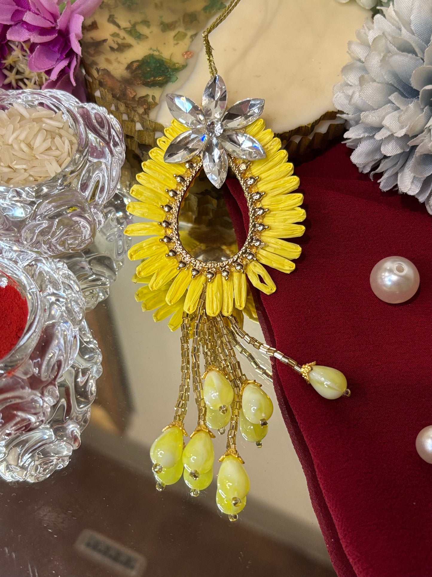 Yellow Flower and Beads Lumba