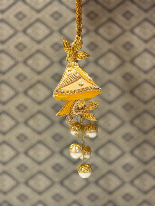 Yellow Traditional Lumba with Pearl Drops