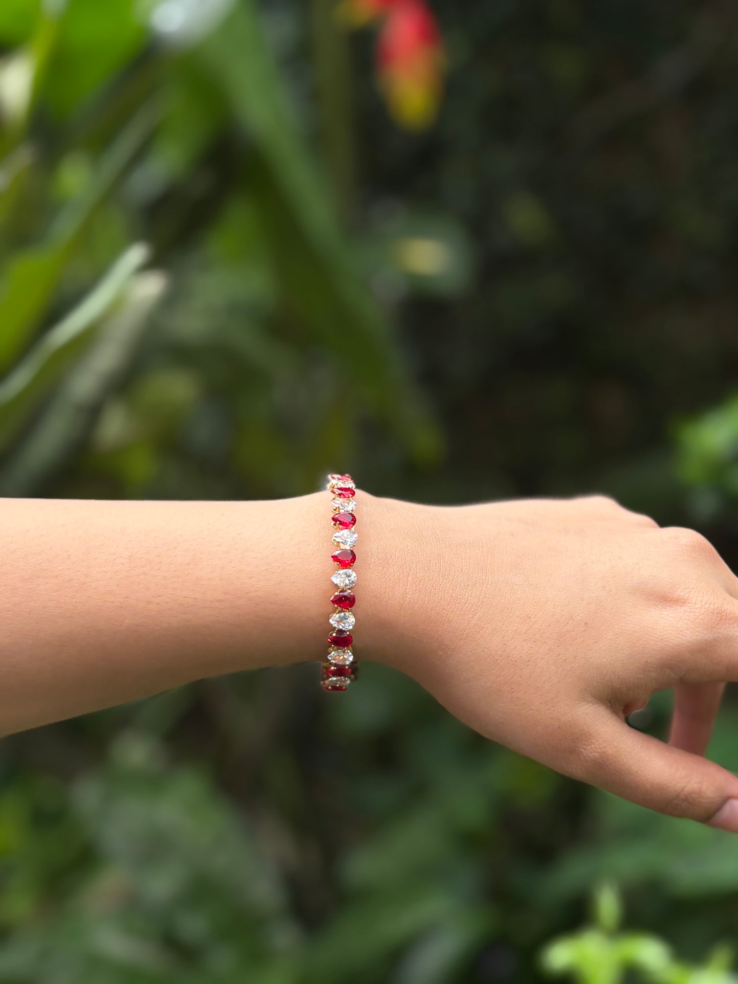 Ruby Pear Cut Diamond Bracelet