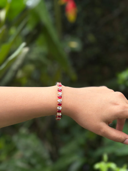 Ruby Pear Cut Diamond Bracelet