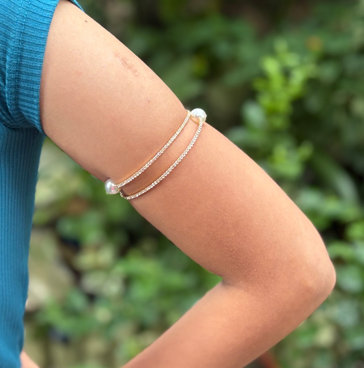 Diamond & Pearl Bracelet Cum Armcuff