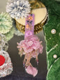 Pink Flower Hair Clip Lumba with Embroidered Strap