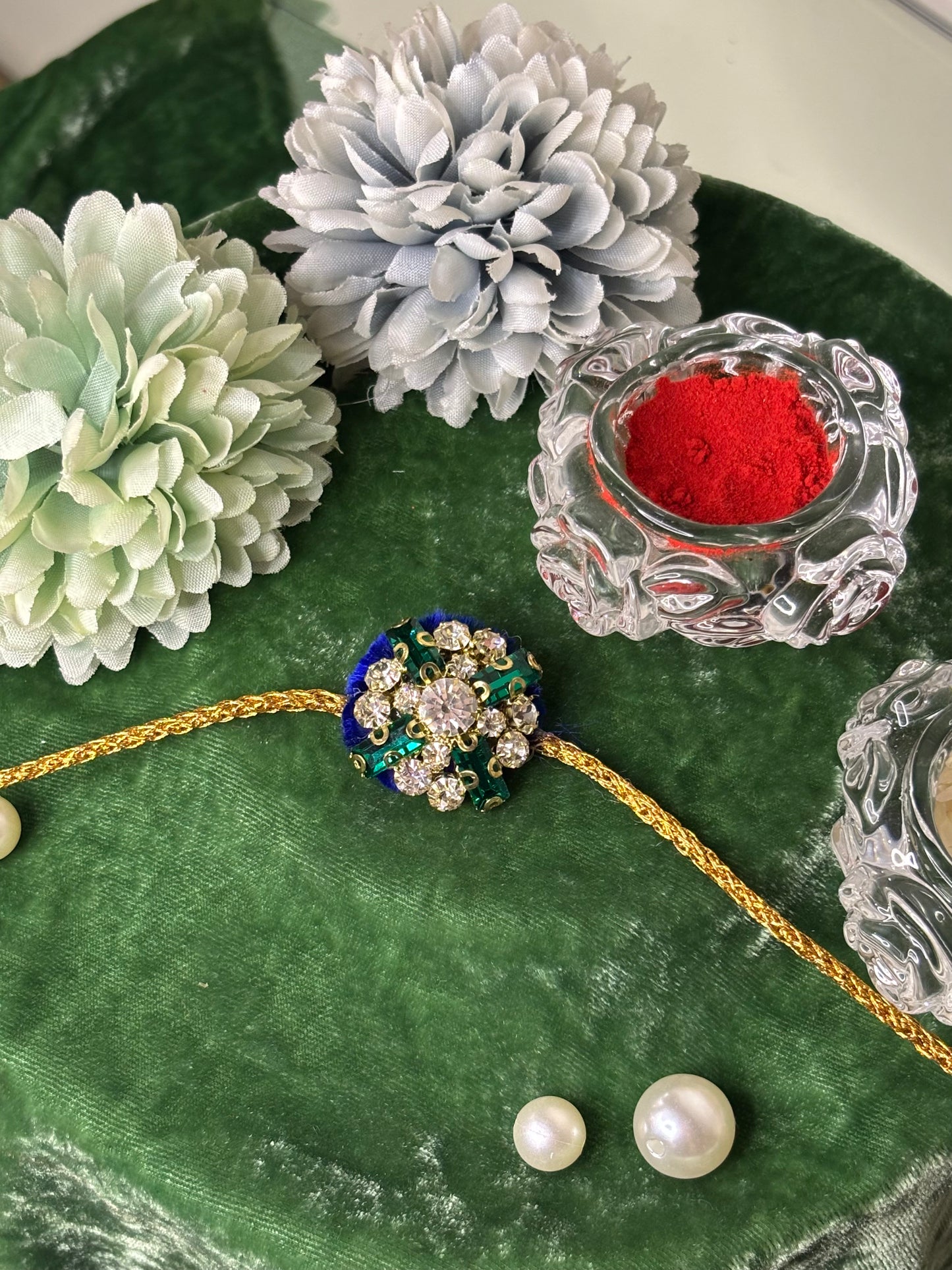 Emerald Stone Blue Rakhi