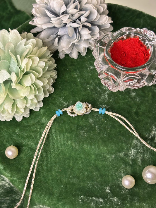 Light Blue Mini Rose Rakhi