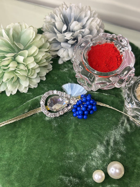 Royal Blue Rakhi with Crystal