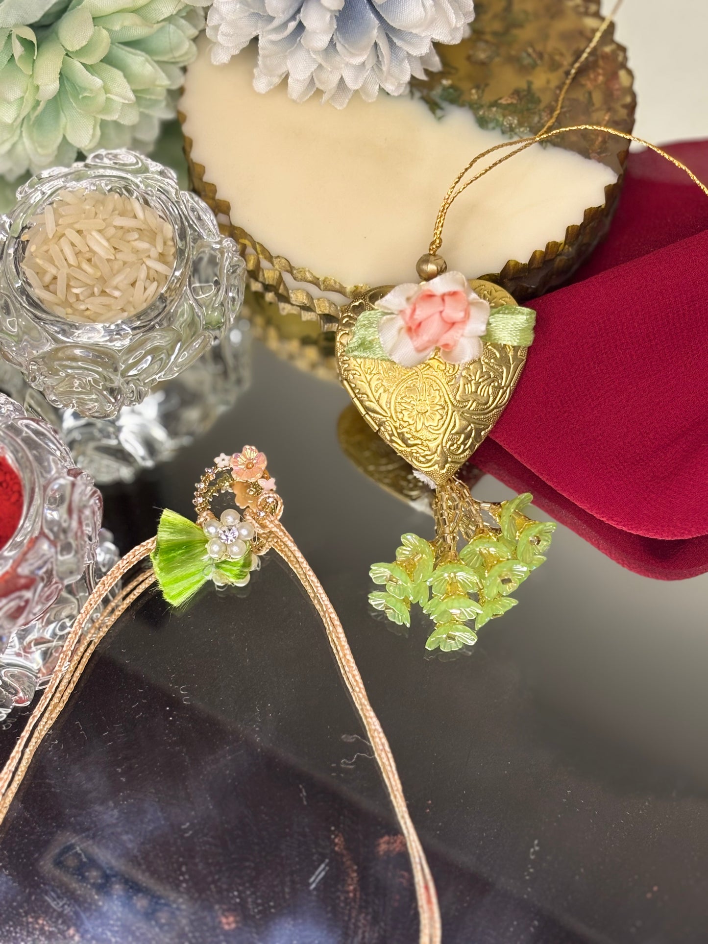 Golden Heart Rakhi Pair