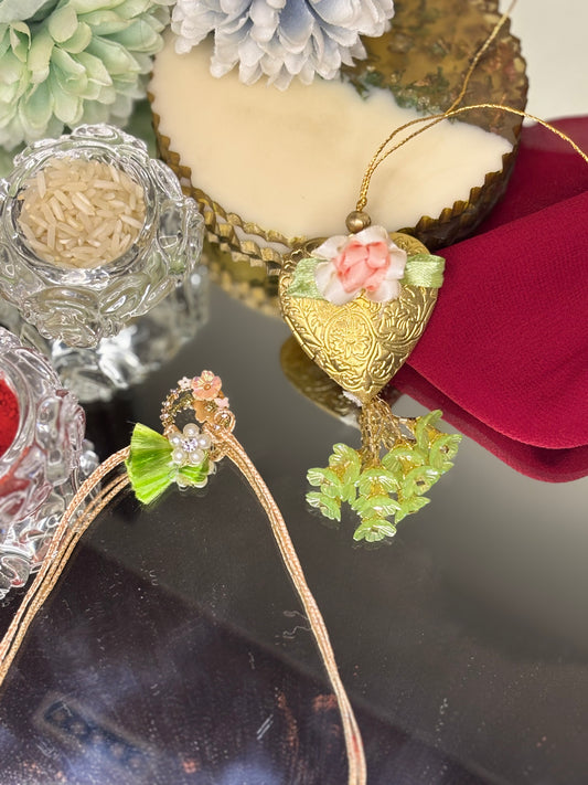 Golden Heart Rakhi Pair