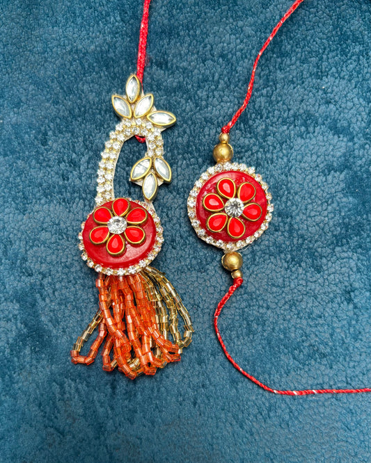 The Red Bindi Rakhi Set For Bhaiya & Bhabhi