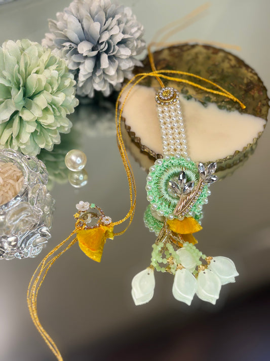 Yellow Highlight Rakhi Pair