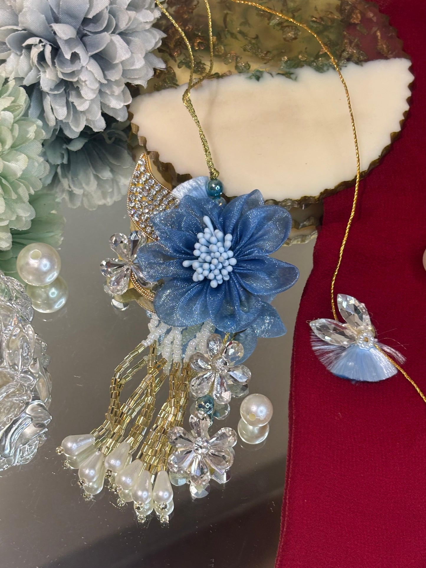 Tissue Flower with Crystals Rakhi Pair