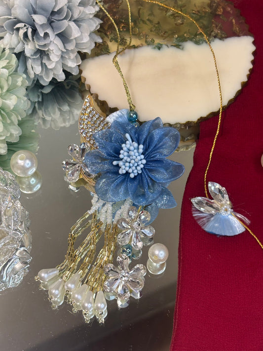 Tissue Flower with Crystals Rakhi Pair