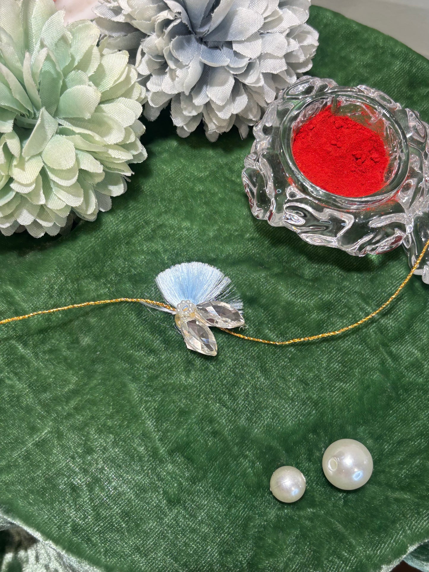 Sky Blue Crystal Rakhi