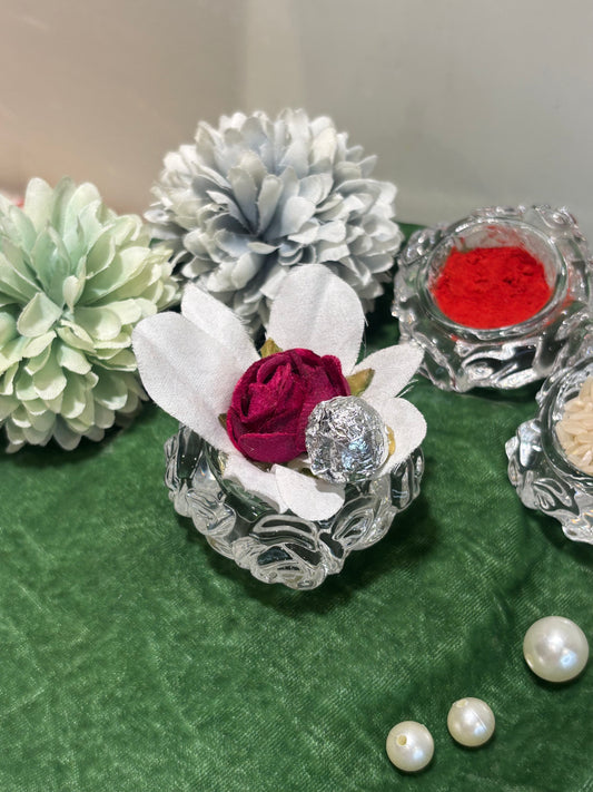 Gat Nariyal In Rose-Crystal White Bowl
