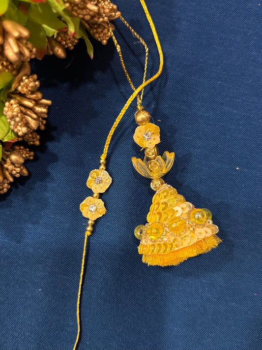 Yellow Basic Rakhi Lumba Set